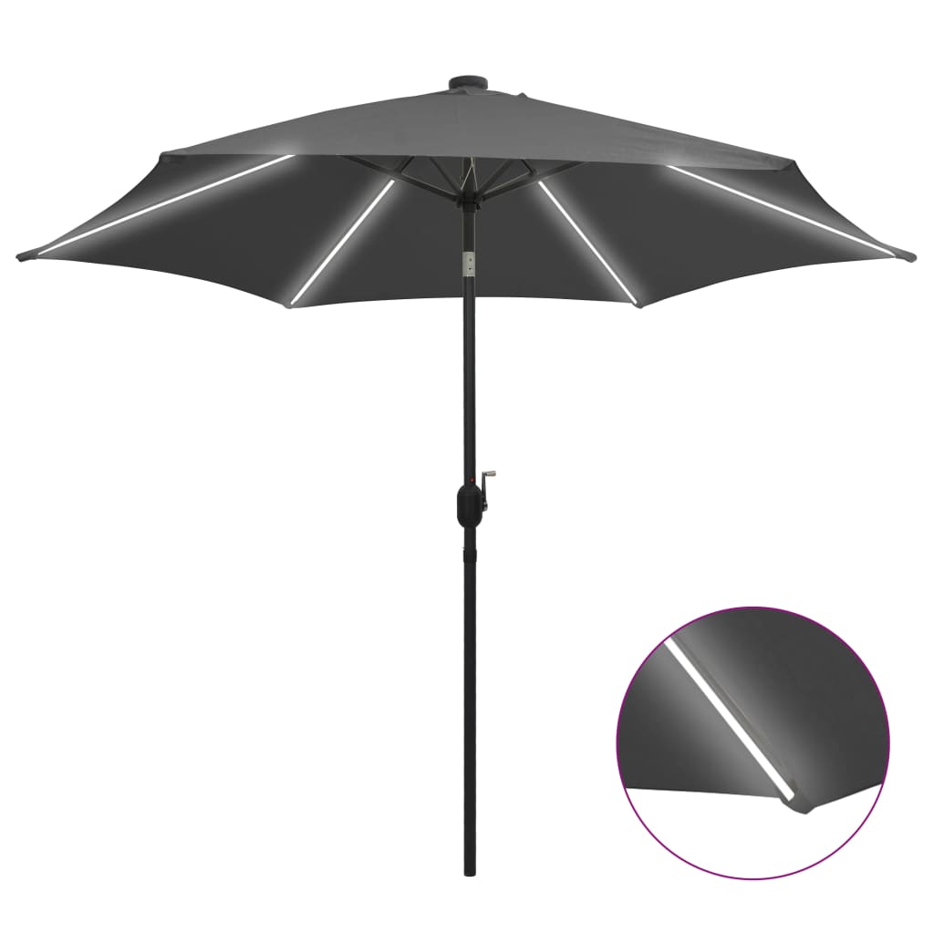 Sonnenschirm Mit Led-Beleuchtung Und Alu-Mast 300 Cm
