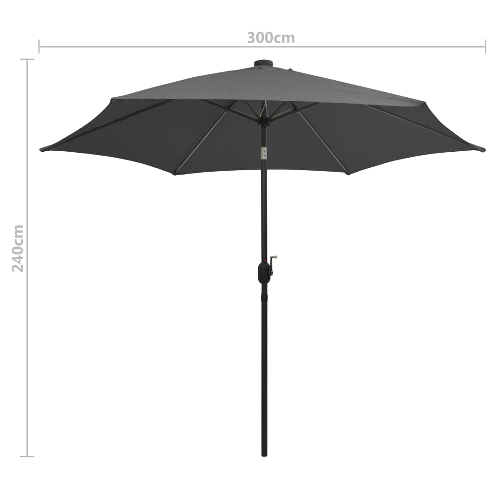 Sonnenschirm Mit Led-Beleuchtung Und Alu-Mast 300 Cm
