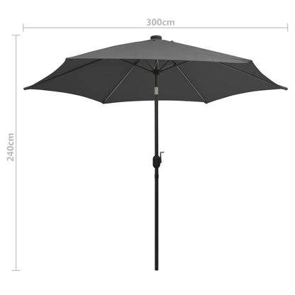 Sonnenschirm Mit Led-Beleuchtung Und Alu-Mast 300 Cm