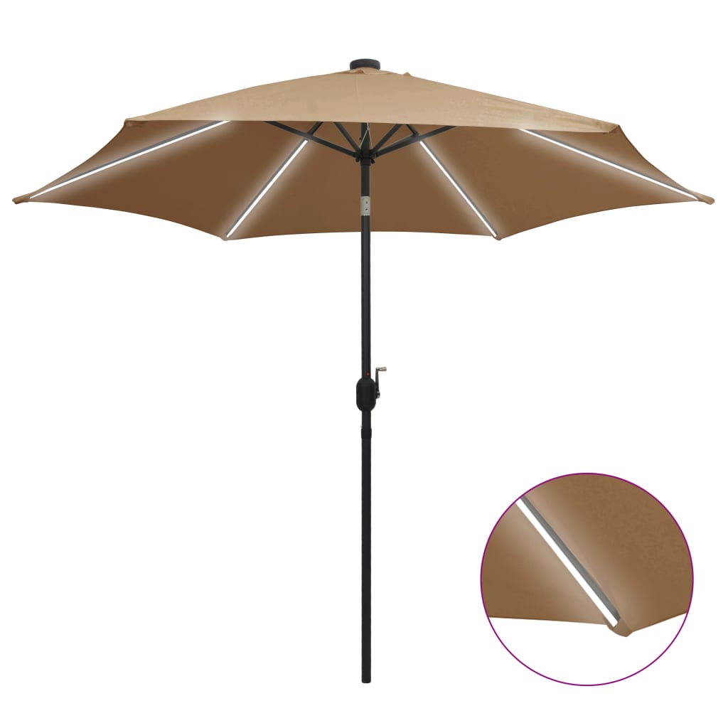 Sonnenschirm Mit Led-Beleuchtung Und Alu-Mast 300 Cm
