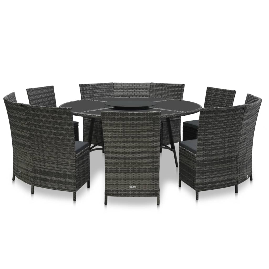 7-Tlg. Garten-Essgruppe Mit Auflagen Poly Rattan