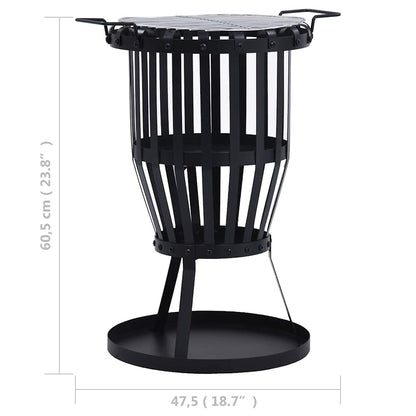 Garten-Feuerkorb Mit Grillrost Stahl 47,5 Cm
