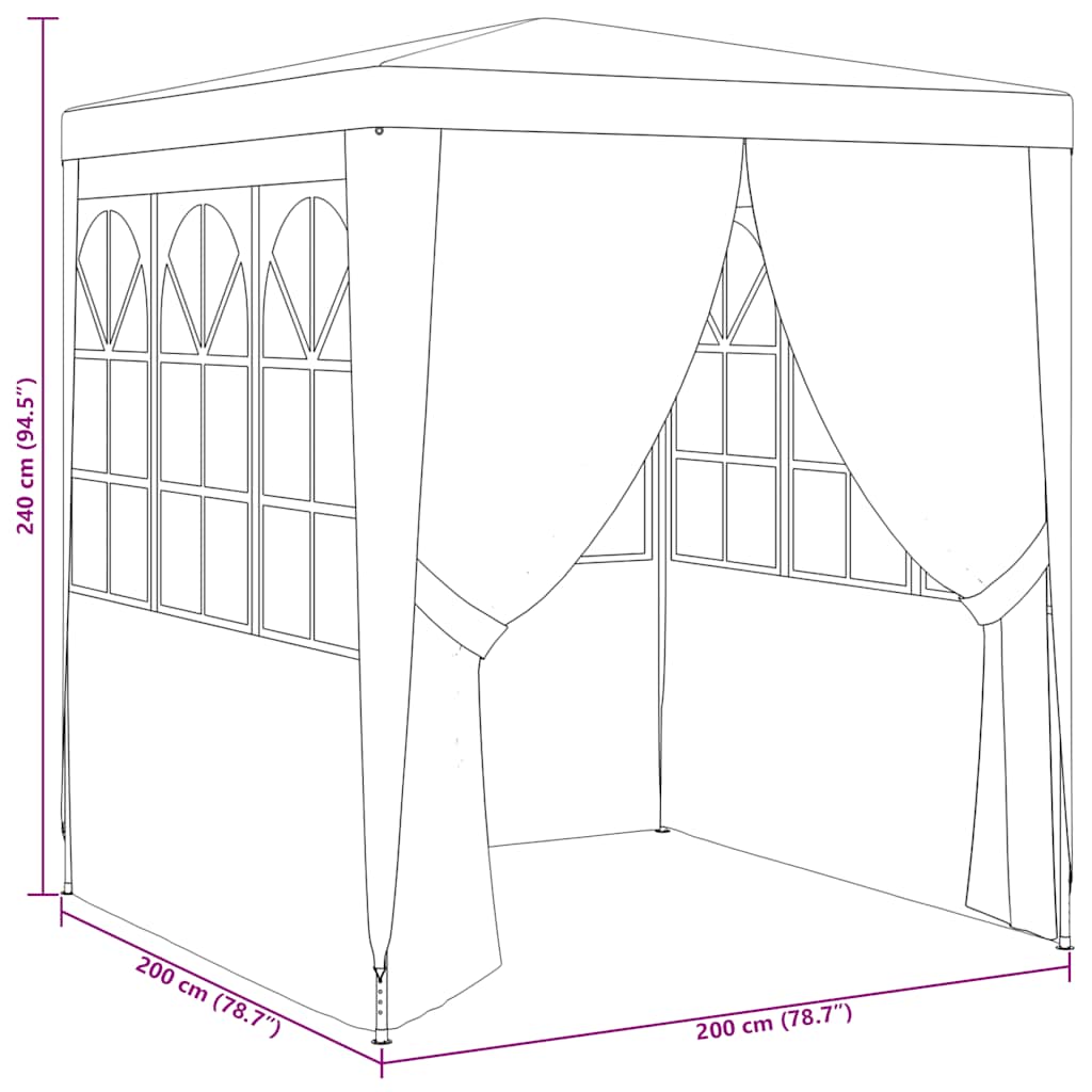 Profi-Partyzelt Mit Seitenwänden 2×2M 90 G/M²
