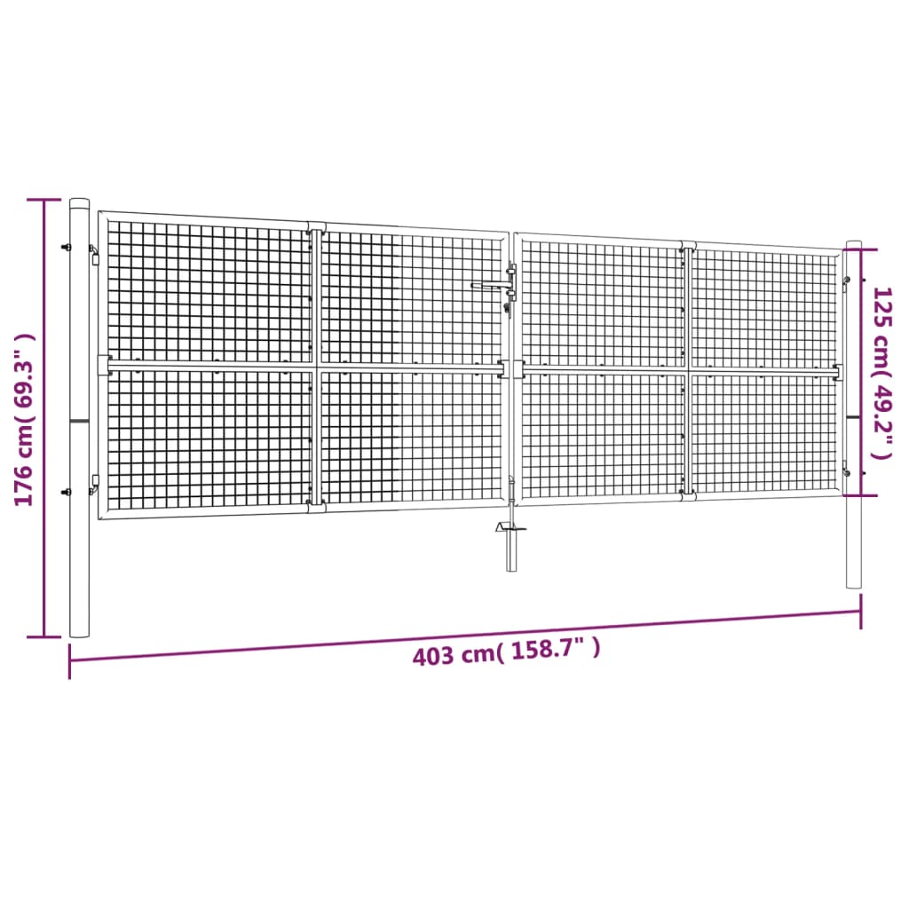 Maschen-Gartentor Aus Stahl 400 X 125 Cm Grün