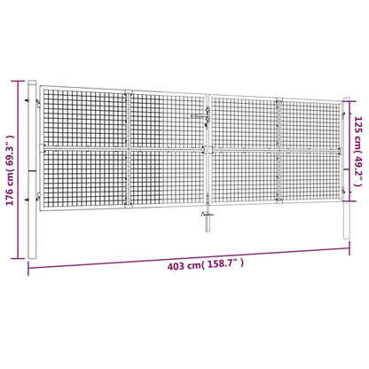 Maschen-Gartentor Aus Stahl 400 X 125 Cm Grün