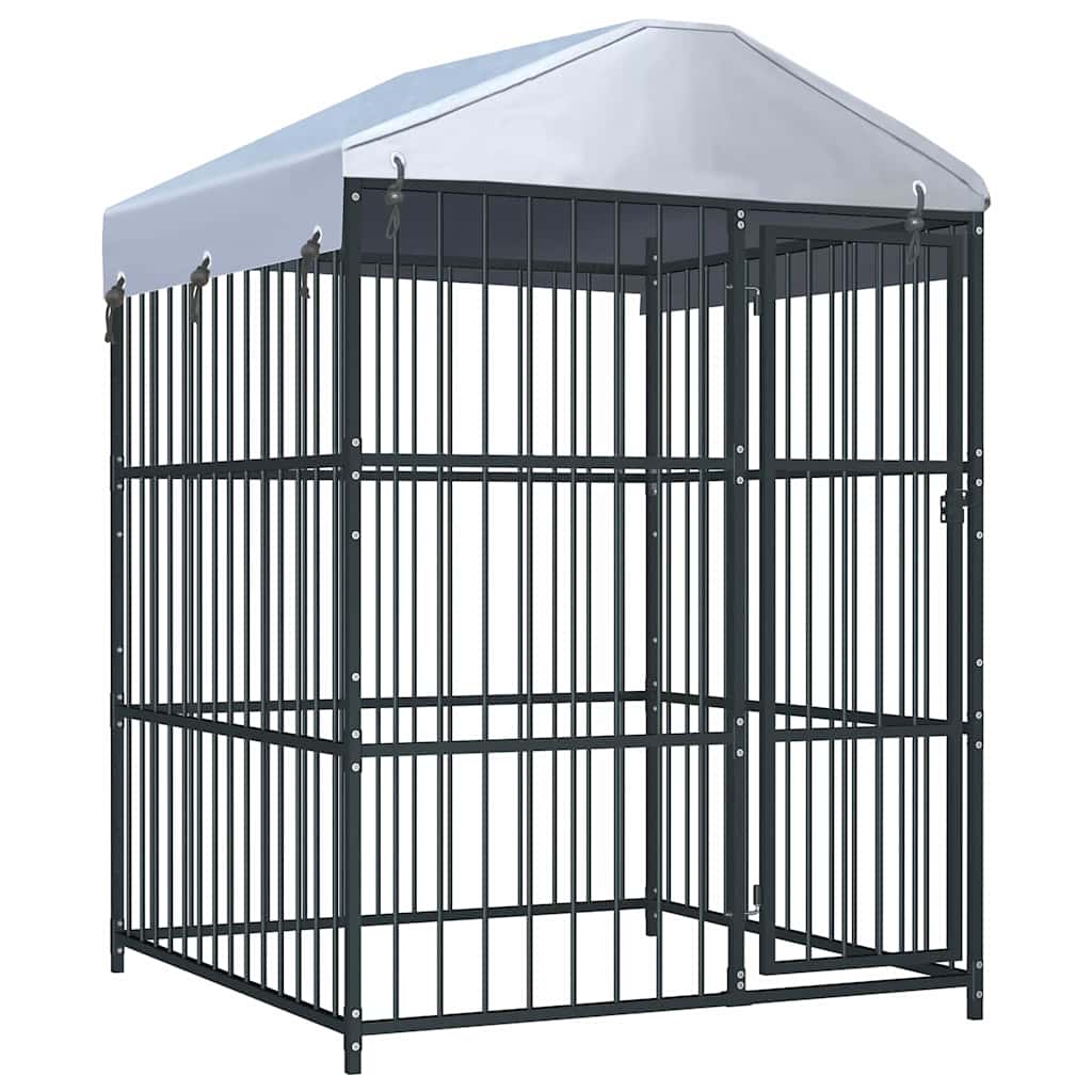 Outdoor-Hundezwinger Mit Überdachung 150 X 150 X 200 Cm Braun
