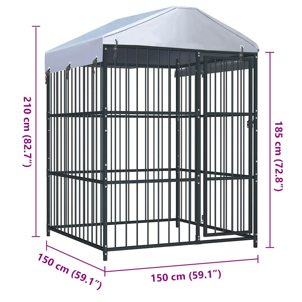 Outdoor-Hundezwinger Mit Überdachung 150 X 150 X 200 Cm Braun