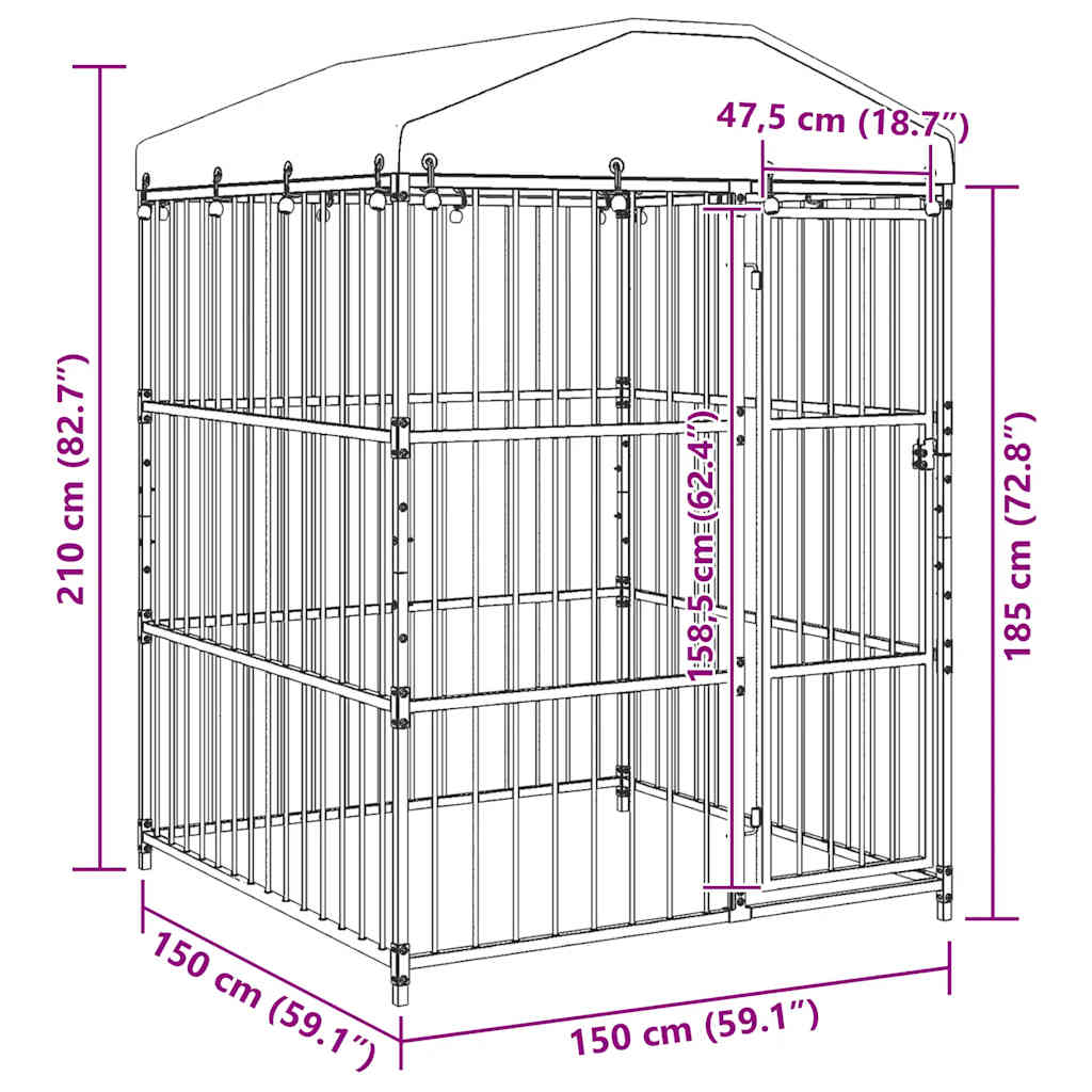Outdoor-Hundezwinger Mit Überdachung 150 X 150 X 200 Cm Braun