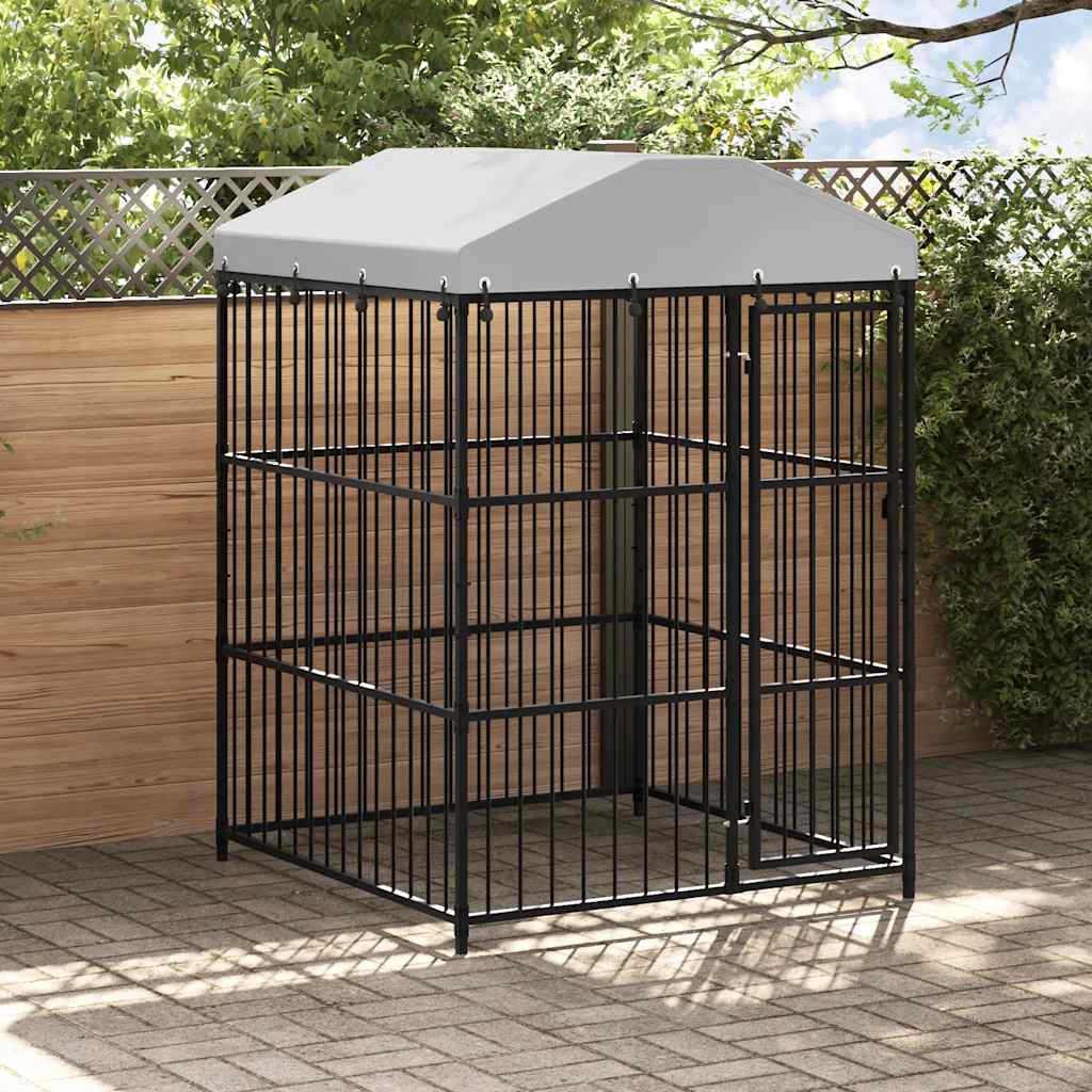 Outdoor-Hundezwinger Mit Überdachung 150 X 150 X 200 Cm Braun