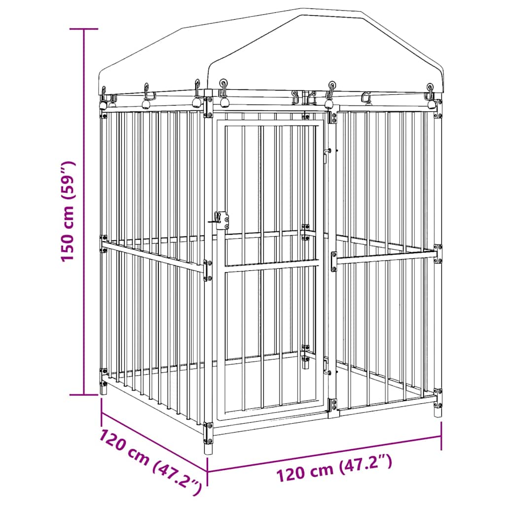 Outdoor-Hundezwinger Mit Überdachung 120X120X150 Cm