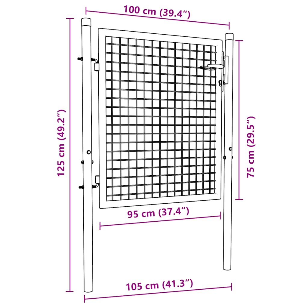 Maschen-Gartentor Verzinkter Stahl Grau