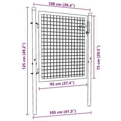 Maschen-Gartentor Verzinkter Stahl Grau
