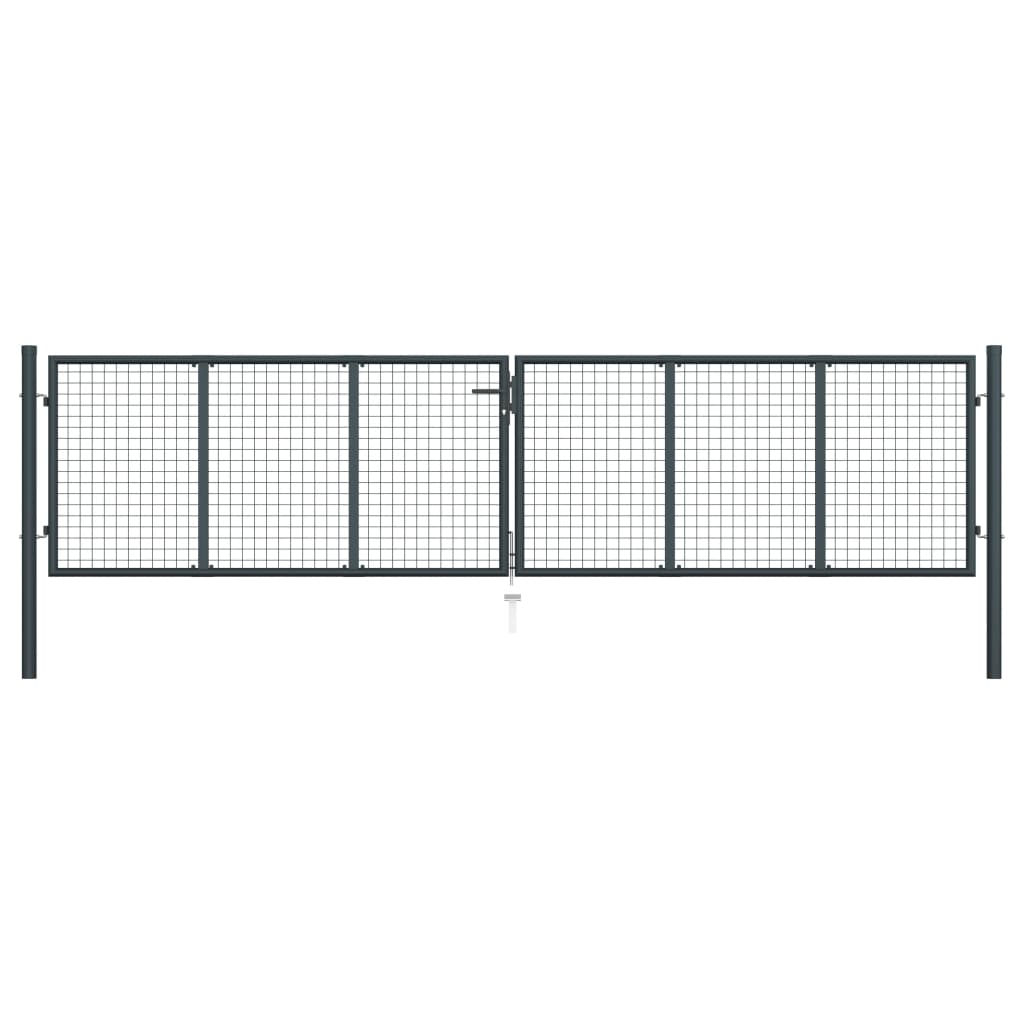 Maschen-Gartentor Verzinkter Stahl 400 X 75 Cm Grau