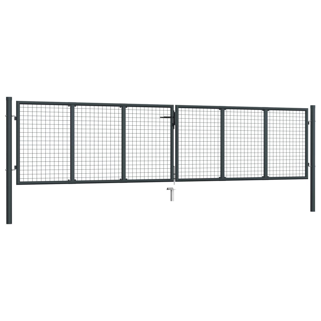 Maschen-Gartentor Verzinkter Stahl 400 X 75 Cm Grau