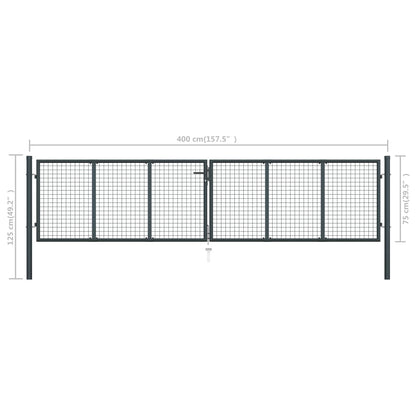 Maschen-Gartentor Verzinkter Stahl 400 X 75 Cm Grau
