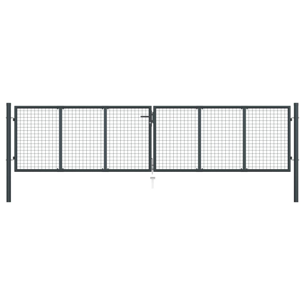 Maschen-Gartentor Verzinkter Stahl 400 X 75 Cm Grau