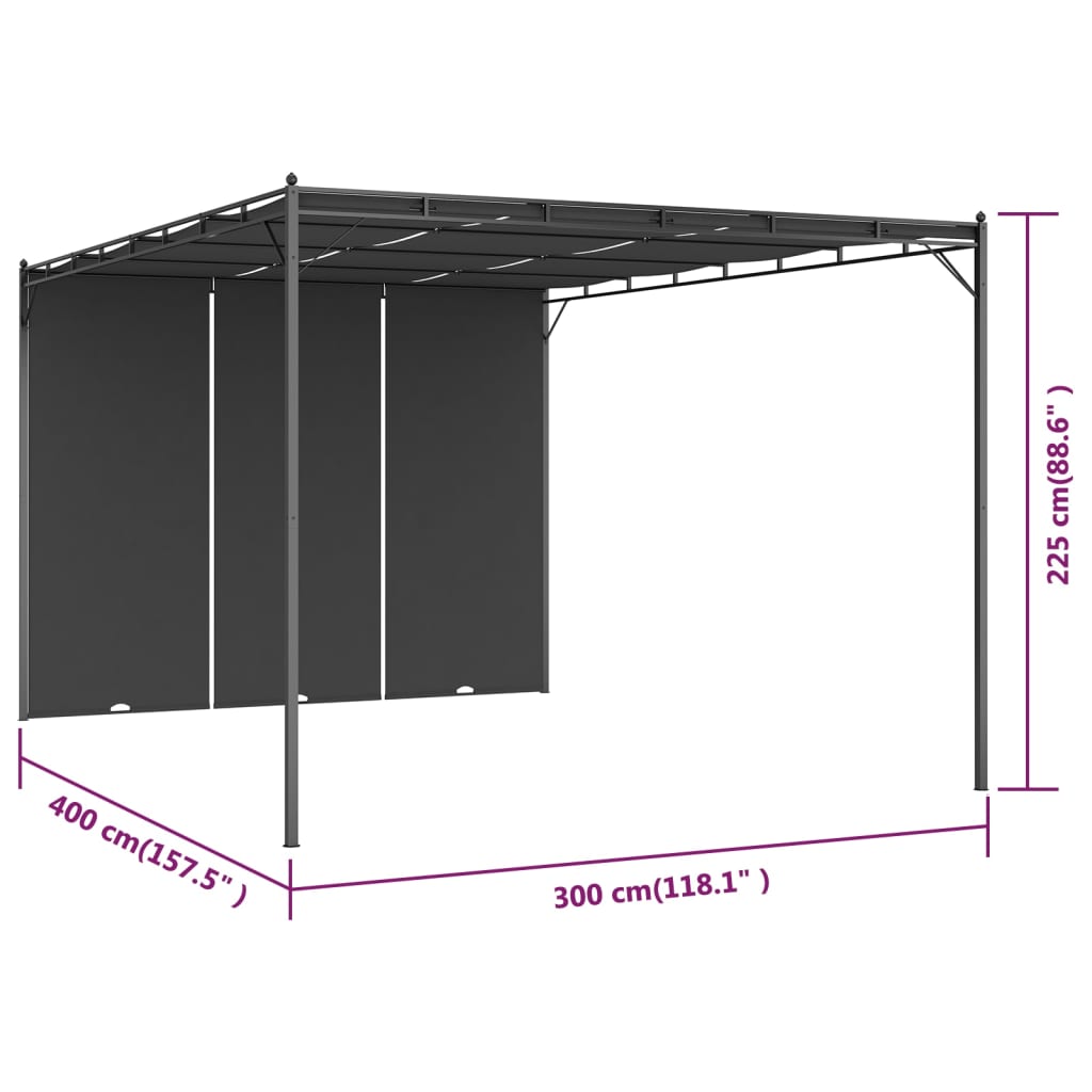 Gartenpavillon Mit Seitenvorhang 4X3X2,25 M