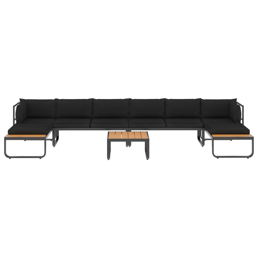 5-Tlg. Garten-Ecksofa-Set Mit Auflagen Aluminium Und Wpc