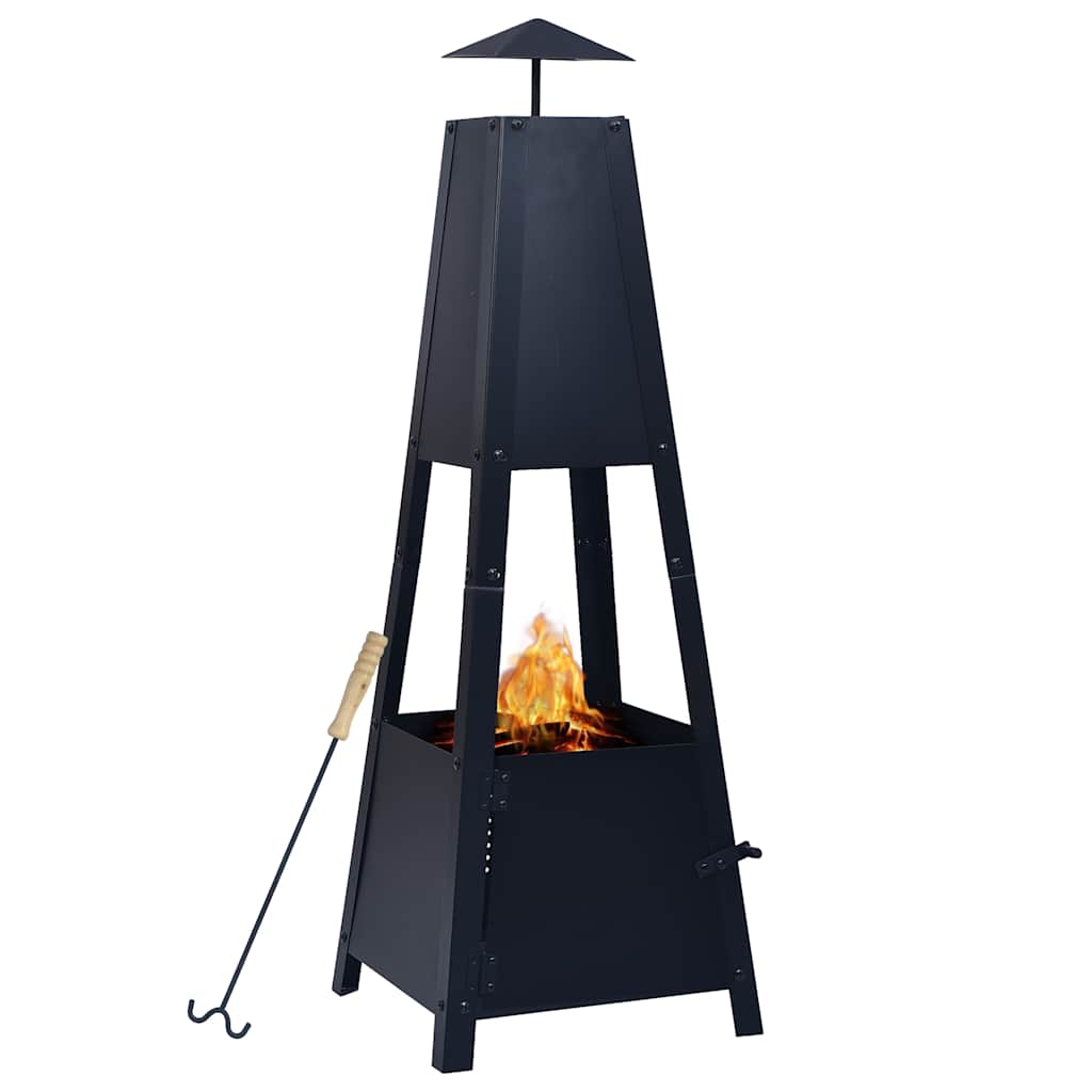 Feuerstelle Schwarz 35×35×99 Cm Stahl