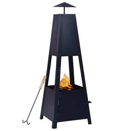 Feuerstelle Schwarz 35×35×99 Cm Stahl