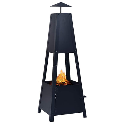 Feuerstelle Schwarz 35×35×99 Cm Stahl