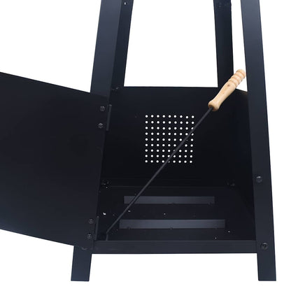 Feuerstelle Schwarz 35×35×99 Cm Stahl
