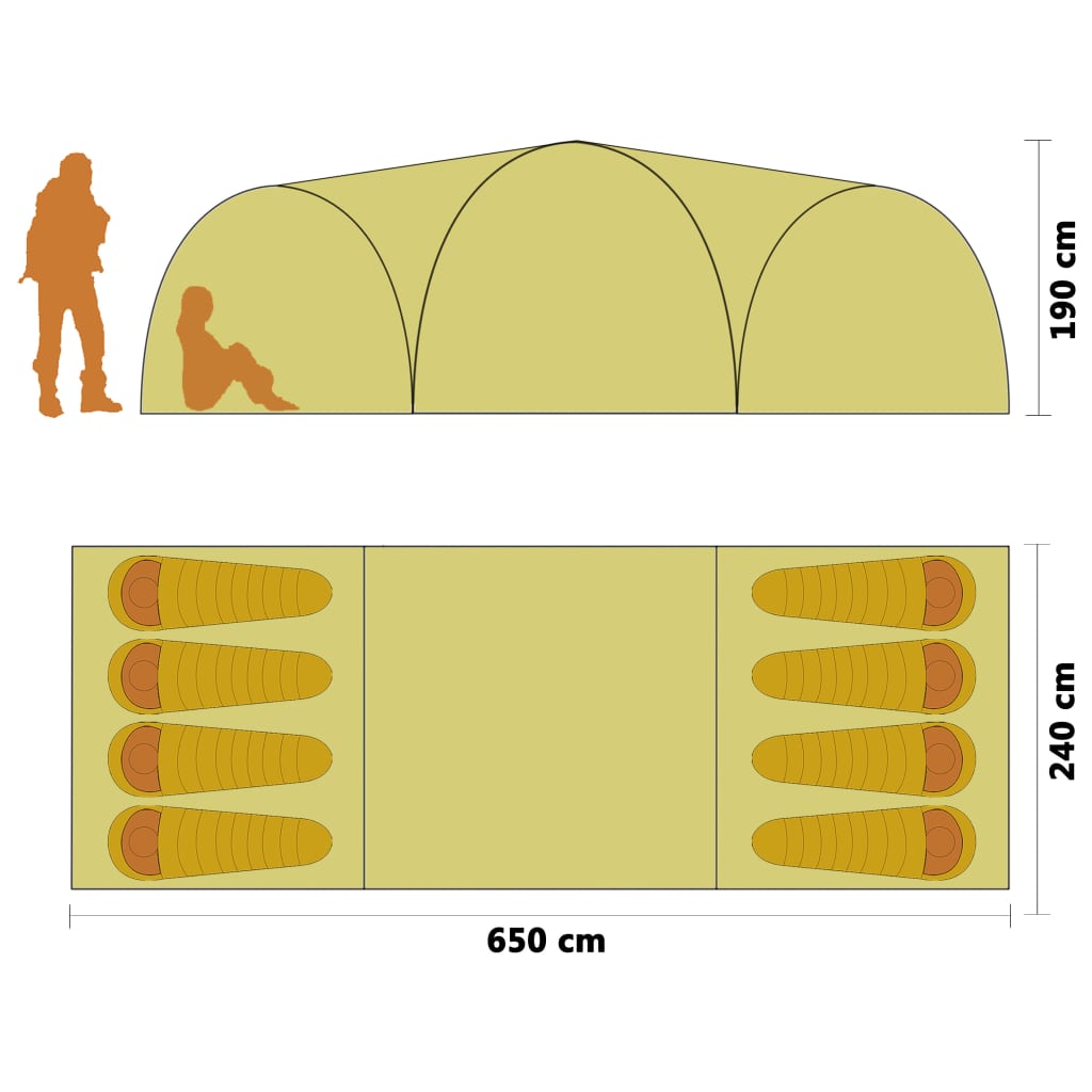 Camping-Zelt Iglu 650X240X190 Cm 8 Personen