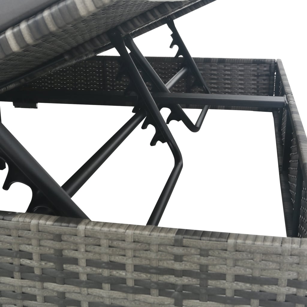 Outdoor-Loungebett Mit Sonnenschirm Poly Rattan