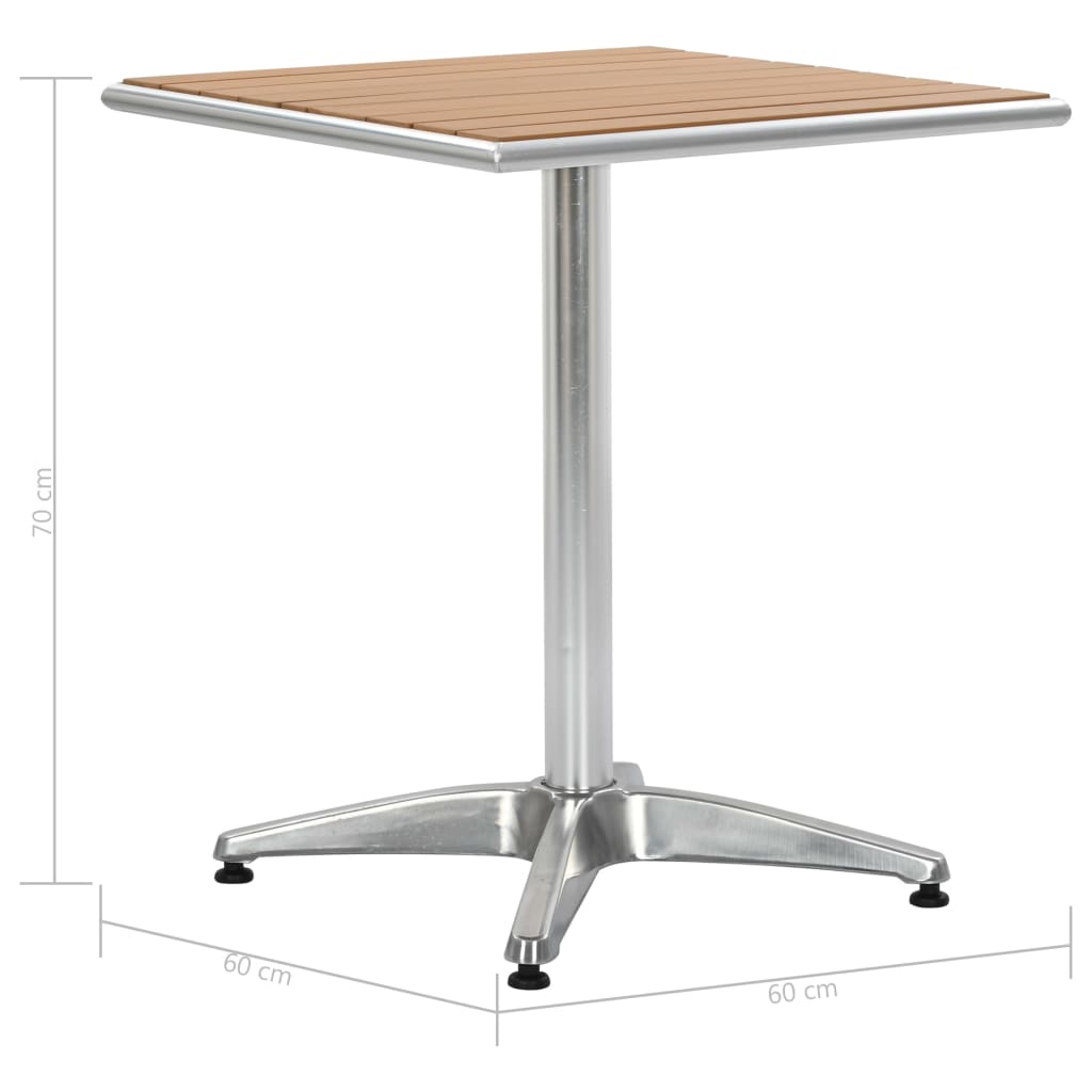 Gartentisch Silbern 60X60X70 Cm Aluminium Und Wpc