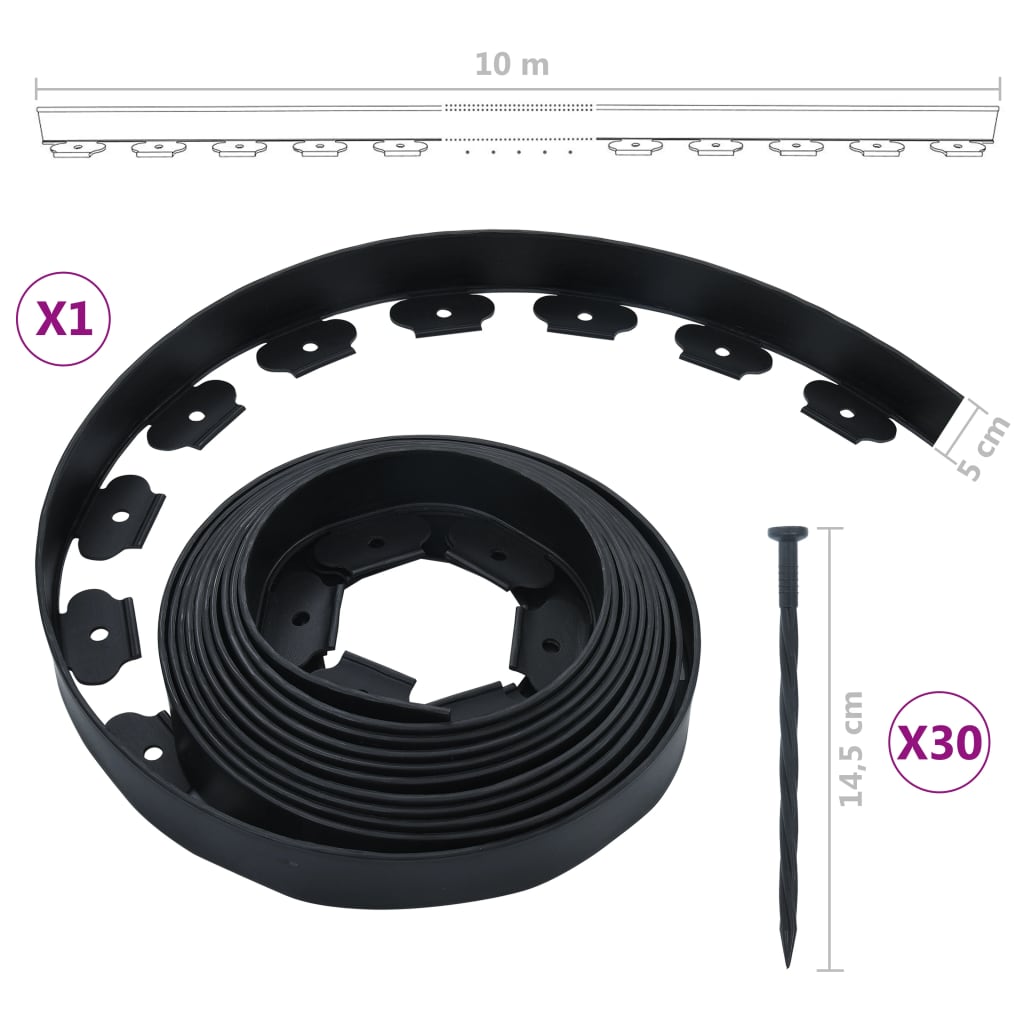 Flexible Rasenkante Mit 30 Nägeln 10 M 5 Cm