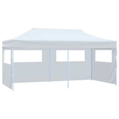 Pop-Up Partyzelt Mit Seitenwänden Faltbar 3X6 M Stahl Weiß