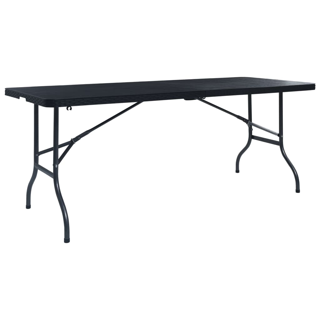 Gartentisch Klappbar Schwarz 180×75×72 Cm Hdpe Rattan-Optik
