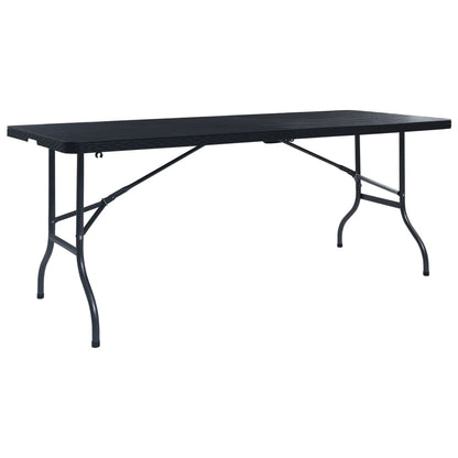 Gartentisch Klappbar Schwarz 180×75×72 Cm Hdpe Rattan-Optik