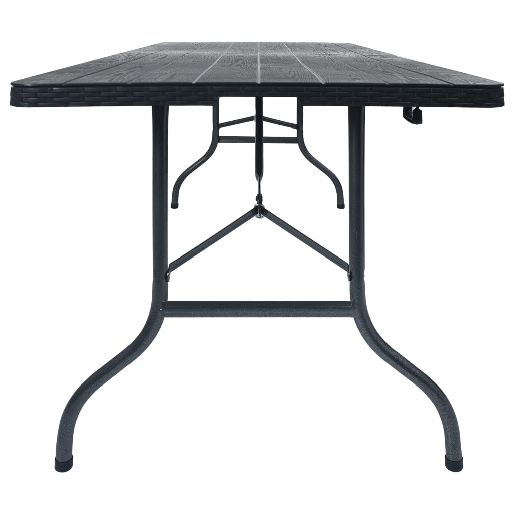 Gartentisch Klappbar Schwarz 180×75×72 Cm Hdpe Rattan-Optik