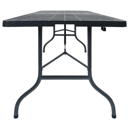 Gartentisch Klappbar Schwarz 180×75×72 Cm Hdpe Rattan-Optik