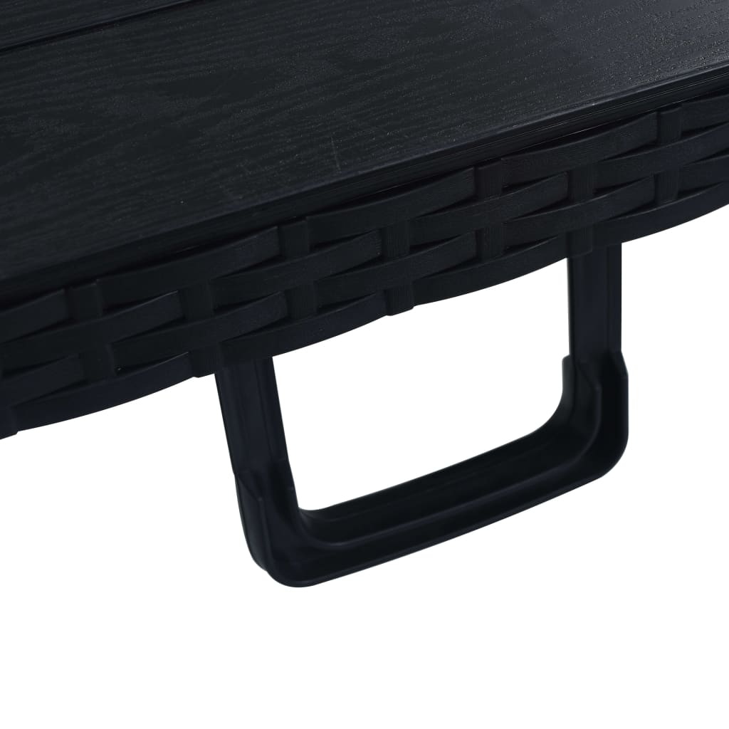 Gartentisch Klappbar Schwarz 180×75×72 Cm Hdpe Rattan-Optik