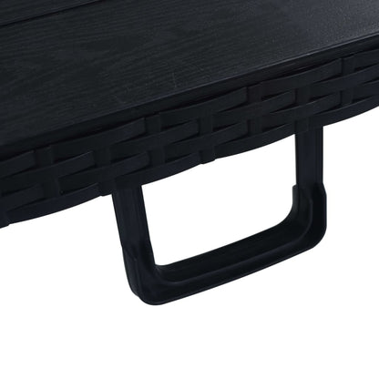 Gartentisch Klappbar Schwarz 180×75×72 Cm Hdpe Rattan-Optik