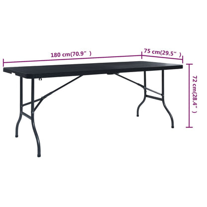 Gartentisch Klappbar Schwarz 180×75×72 Cm Hdpe Rattan-Optik