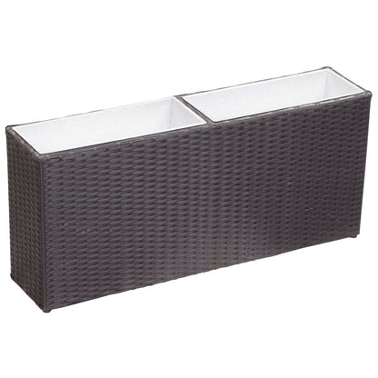 Garten-Hochbeet Mit 2 Töpfen 90X20X40Cm Poly Rattan