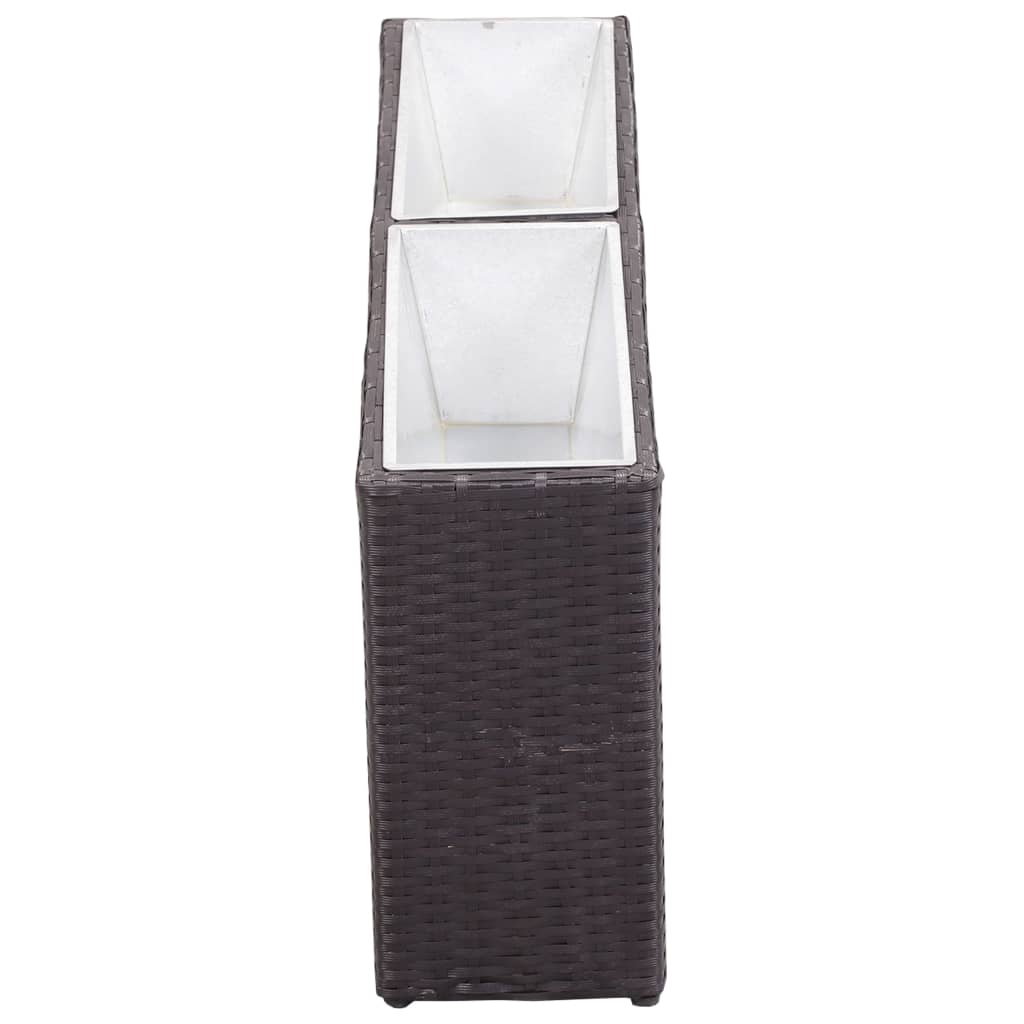 Garten-Hochbeet Mit 2 Töpfen 90X20X40Cm Poly Rattan