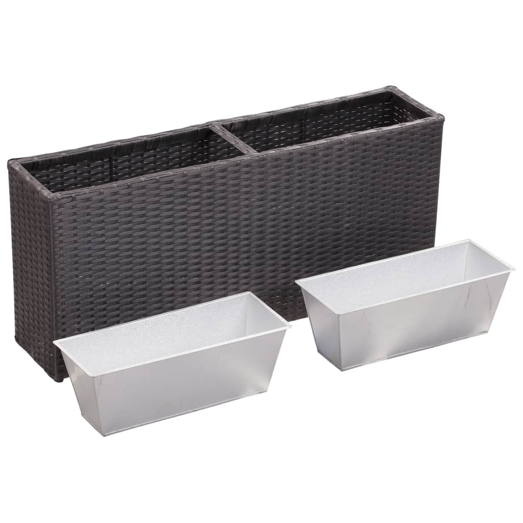 Garten-Hochbeet Mit 2 Töpfen 90X20X40Cm Poly Rattan