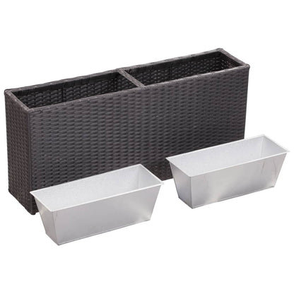 Garten-Hochbeet Mit 2 Töpfen 90X20X40Cm Poly Rattan