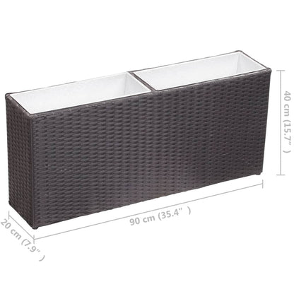 Garten-Hochbeet Mit 2 Töpfen 90X20X40Cm Poly Rattan