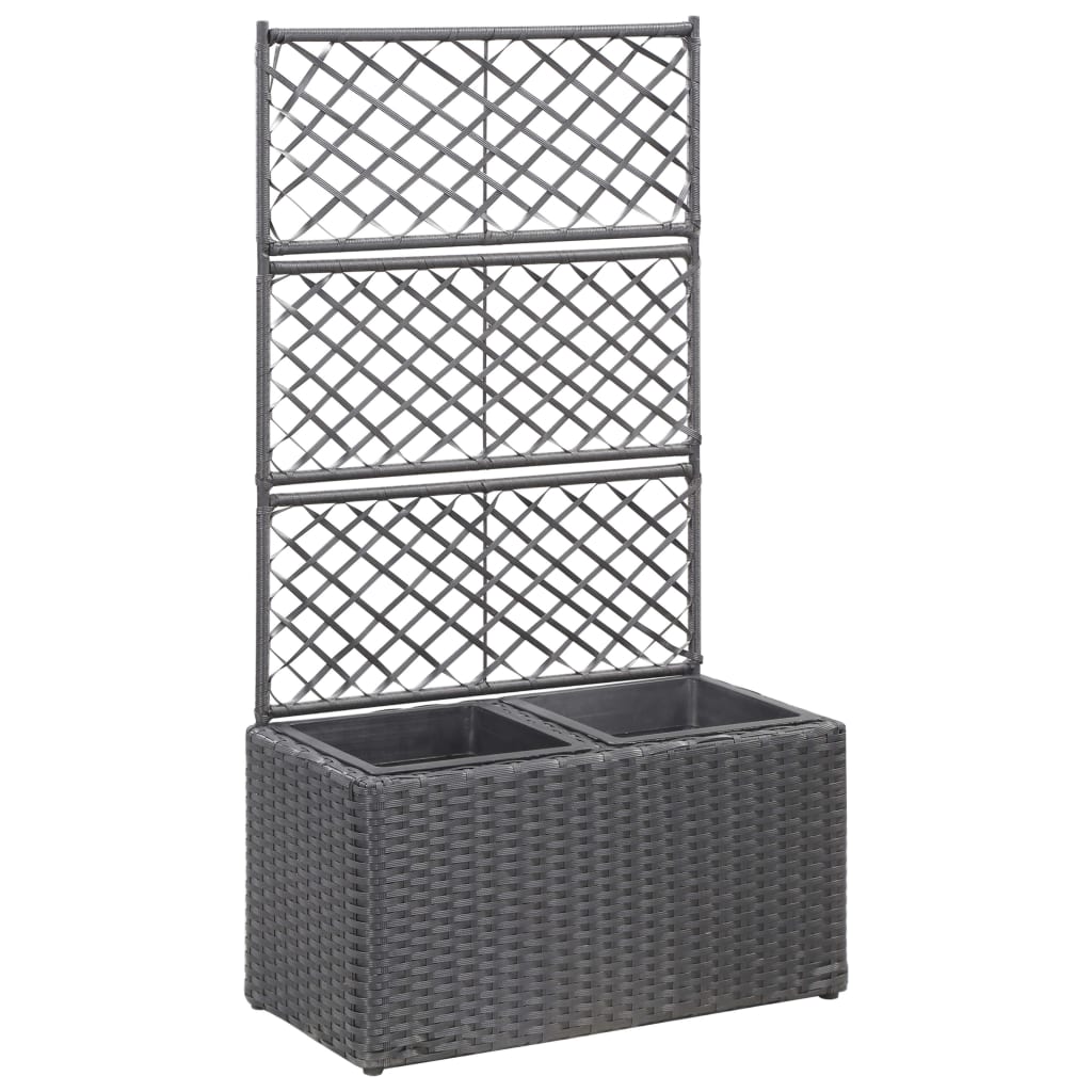 Hochbeet Mit Rankgitter 1 Topf 30X30X107 Cm Poly Rattan