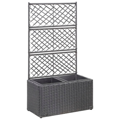 Hochbeet Mit Rankgitter 1 Topf 30X30X107 Cm Poly Rattan