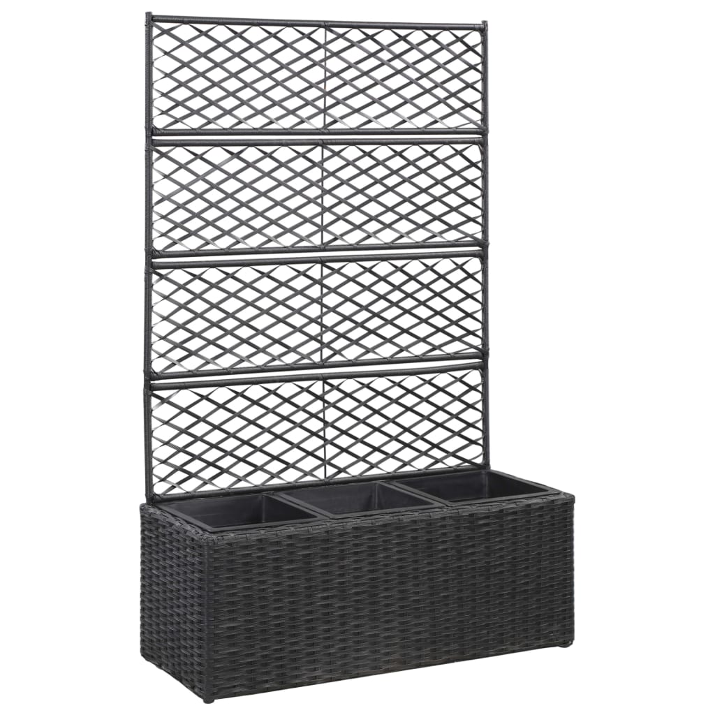 Hochbeet Mit Rankgitter 1 Topf 30X30X107 Cm Poly Rattan