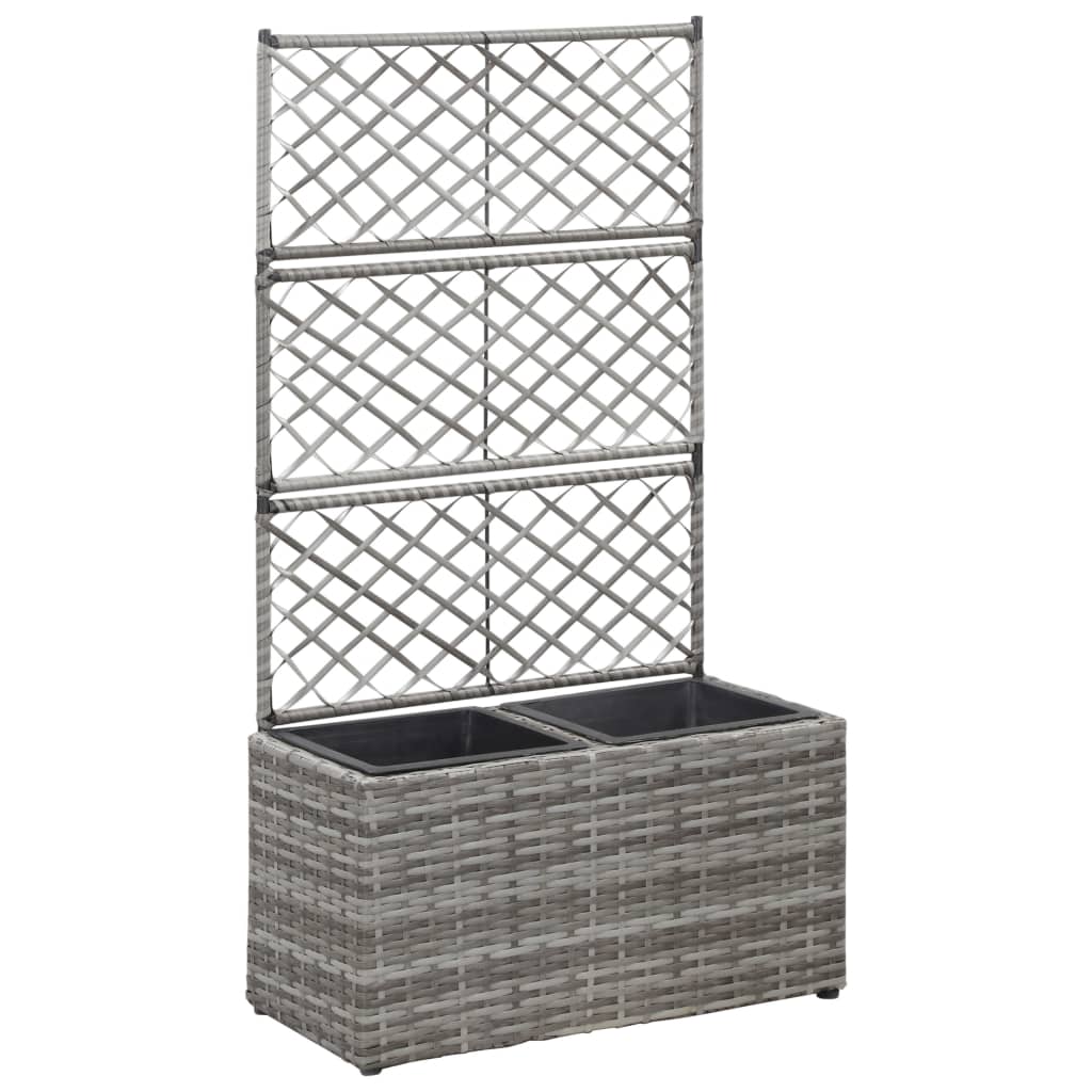 Hochbeet Mit Rankgitter 1 Topf 30X30X107 Cm Poly Rattan