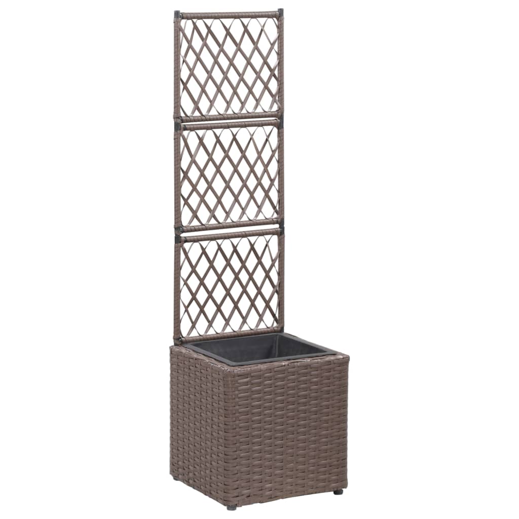 Hochbeet Mit Rankgitter 1 Topf 30X30X107 Cm Poly Rattan