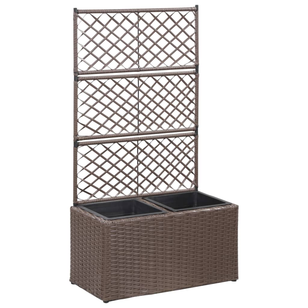 Hochbeet Mit Rankgitter 1 Topf 30X30X107 Cm Poly Rattan