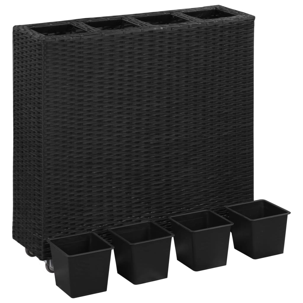 Garten-Hochbeet Mit 4 Töpfen 80X22X79 Cm Poly-Rattan